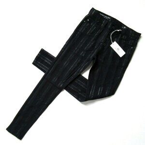 NWT Adriano Goldschmied Farrah Ankle in Gunmetal Metallic Stripe Skinny Jeans 24